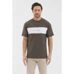 Werroni Erkek Haki Renk Beyaz Parçalı Modern Tasarım T-Shirt
