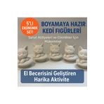 WeSank Boyanabilir Alçı Kedi Figürü 5’li Set – Ham Hobi Objeleri | Sanat & Etkinlik Malzemesi