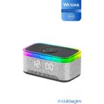 Wesdar K-883S Gri Multifunction Kablosuz Hoparlör ve Şarj Standı 15W Güç ve RGB Işık