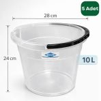 Wespa 5 Adet X 10 Litre Şeffaf Temizlik Kovası – Saplı, Dayanıklı Plastik Kova