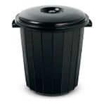 Wespa Kapaklı Siyah Plastik Çöp Kovası 50 L 41X50 cm