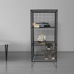 Wess Dizayn Ayaklı Metal Rafı 3 Gözlü Kitaplık Grid Kafes Tel Model Wd-62