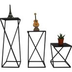 Wess Dizayn Metal Çapraz Ayaklı Zigon Sehpa 3 ‘lü Set Wd-21