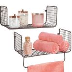 Wess Dizayn Metal Mutfak Banyo Duvar Rafı Havluluk 2 'li Set WD-103