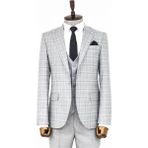 Wessi Açık Gri Ekose Ceketli Slim Fit Takım Elbise - Wessi - 56 - Gümüş