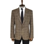 Wessi Balıksırtı Desen Slim Fit Yün Kahverengi Erkek Ceket - Wessi - 58