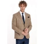 Wessi Balıksırtı Desen Slim Fit Yün Taba Erkek Ceket - Wessi - 60