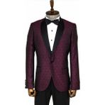 Wessi Bordo Beşgen Desenli Smokin Ceket - 60