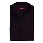 Wessi Bordo Kaz Ayağı Desenli Slim Fit Gömlek