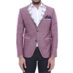 Wessi C-58950-26-80 Yaka Ve Cep Ekose Garnili Bordo Ceket