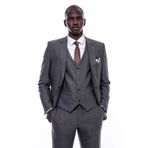 Wessi Çizgili Slim Fit Antrasit Erkek Takım Elbise