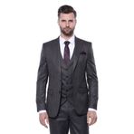 Wessi Çizgili Slim Fit Siyah Yelekli Takım Elbise
