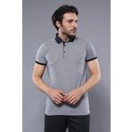 Wessi Desenli Gri Polo Yaka Erkek T-shirt