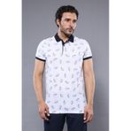 Wessi Desenli Polo Yaka Beyaz Erkek T-shirt
