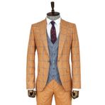 Wessi Desenli Slim Fit Turuncu Erkek Takım Elbise
