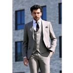 Wessi Ekose Ceketli Gri Slim Fit Takım Elbise