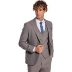 Wessi Ekose Ceketli Slim Fit Açık Kahve Erkek Takım Elbise - Wessi - 60 - Bej