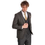 Wessi Ekose Ceketli Slim Fit Füme Erkek Takım Elbise - Wessi - 50 - Siyah
