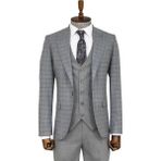 Wessi Ekose Ceketli Slim Fit Gri Erkek Takım Elbise - Wessi - 54