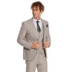 Wessi Ekose Ceketli Slim Fit Krem Erkek Takım Elbise