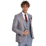 Wessi Ekose Ceketli Slim Fit Mavi Erkek Takım Elbise