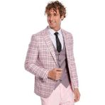 Wessi Ekose Ceketli Slim Fit Pembe Erkek Takım Elbise - Wessi - 54 - Bordo