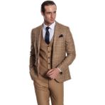 Wessi Ekose Ceketli Slim Fit Taba Erkek Takım Elbise