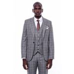 Wessi Ekose Desen Slim Fit Gri Erkek Takım Elbise
