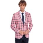 Wessi Ekose Desenli Slim Fit Pembe Erkek Ceket - 50 - Bordo
