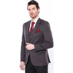 Wessi Ekose Füme Slim Fit Erkek Ceket - 46 - Siyah