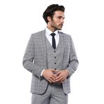 Wessi Ekose Slim Fit Açık Mavi Erkek Takım Elbise