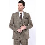 Wessi Ekose Slim Fit Kahverengi Erkek Ceket - Taş - 58
