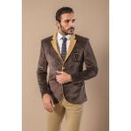 Wessi Erkek Armalı Içi Kürklü Velvet Slim Fit Ceket - Krem - 46