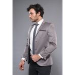 Wessi Erkek Cep Detaylı Slim Fit Ceket - Gri - 52