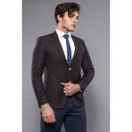 Wessi Erkek Cep Fermuarlı Slim Fit Ceket - Kahverengi - 48