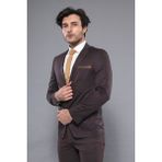 Wessi Erkek Çift Yırtmaç Iki Düğme Slim Fit Ceket - Kahverengi - 50