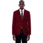 Wessi Erkek Çift Yırtmaç Sivri Yaka Slim Fit Ceket - Bordo - 44