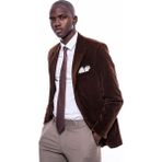Wessi Erkek Çift Yırtmaç Sivri Yaka Slim Fit Ceket - Kahverengi - 44