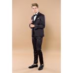 Wessi Erkek Çıkma Yaka Garnili Yelekli Slim Fit Damatlık - 48 - 6 Drop - Bordo