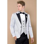 Wessi Erkek Çıkma Yaka Garnili Yelekli Slim Fit Damatlık - 48 - Dropsuz - Gri