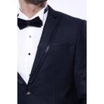 Wessi Erkek Çıkma Yaka Slim fit Damatlık Takım Elbise - 44 - 6 Drop - Lacivert