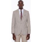 Wessi Erkek Çizgili Ceket Pantolon Düz Slim Fit Takım Elbise - 48 - 6 Drop - Krem Rengi