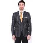 Wessi Erkek Çizgili Slim Fit Ceket - Füme - 56