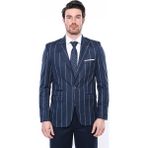 Wessi Erkek Çizgili Slim Fit Ceket - İndigo - 48