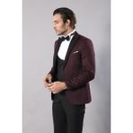 Wessi Erkek Desenli Slim Fit Damatlık Takım Elbise - 48 - 6 Drop - Bordo