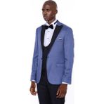 Wessi Erkek Desenli Slim Fit Damatlık Takım Elbise - 48 - 6 Drop - İndigo