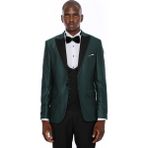 Wessi Erkek Desenli Slim Fit Damatlık Takım Elbise - 48 - 6 Drop - Yeşil