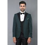 Wessi Erkek Desenli Slim Fit Damatlık Takım Elbise - 54 - 6 Drop - Petrol