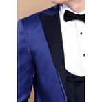 Wessi Erkek Desenli Slim Fit Damatlık Takım Elbise - 56 - 6 Drop - Koyu Mavi
