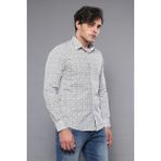 Wessi Erkek Desenli Uzun Kollu Slim Fit Gömlek - 2XL - Beyaz